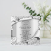 Geburtstagsparty Brautparty 3D Grau Silver Einladung (Stehend Vorderseite)