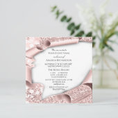 Geburtstagsparty Brautparty 3D White Rose Einladung (Stehend Vorderseite)