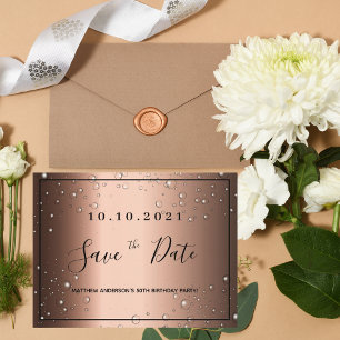 Geburtstagsparty Bronze Save the Date schwarz Postkarte