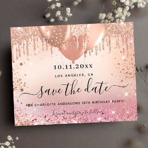 Geburtstagsparty Budget rosa Rosen Gold Save the D