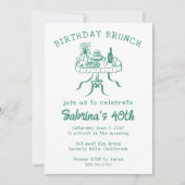 Geburtstagsparty Buffet Tischhandgezeichnet Einladung (Vorderseite)