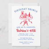 Geburtstagsparty Buffet Tischhandgezeichnet Einladung (Vorderseite)