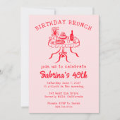 Geburtstagsparty Buffet Tischhandgezeichnet Einladung (Vorderseite)