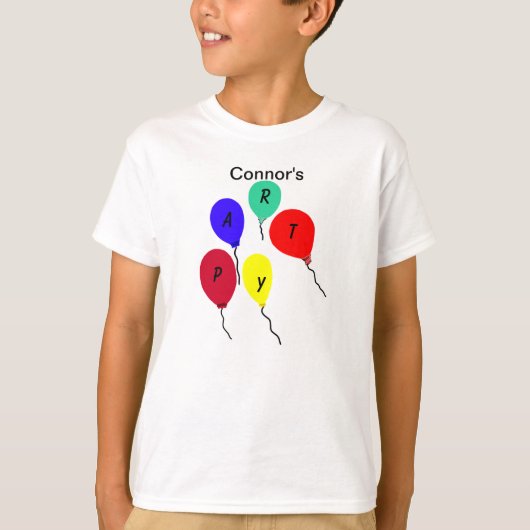 Geburtstagsparty Bunte Ballons PERSONALISIEREN T-Shirt (Vorderseite)