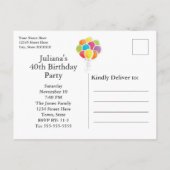 Geburtstagsparty Bunte Ballons Save the Date Ankündigungspostkarte (Rückseite)