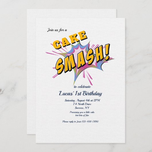 Geburtstagsparty Cake Smash Einladung (Vorne/Hinten)