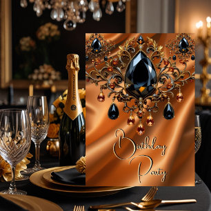 Geburtstagsparty Caramel Gold Silk Black Jewel Einladung