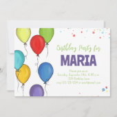 Geburtstagsparty Celebration Balloons Spaß Confett Einladung (Vorderseite)