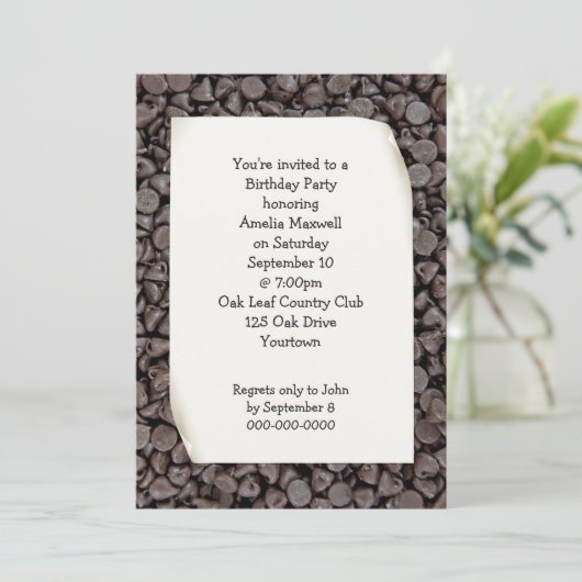 Geburtstagsparty Chocolate Chips Einladung (Stehend Vorderseite)