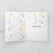 Geburtstagsparty Confetti und Weinflasche Karte (Innenseite)