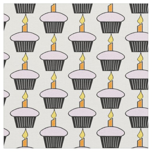 Geburtstagsparty Cupcake Themenstoff Stoff (Nahaufnahme)