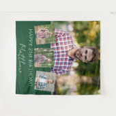 Geburtstagsparty Custom Foto Collage smaragdgrün Wandteppich (Vorderseite (Horizontal))