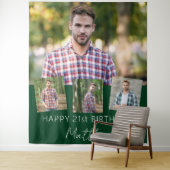 Geburtstagsparty Custom Foto Collage smaragdgrün Wandteppich (Beispiel)