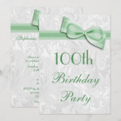 Geburtstagsparty Damask und Imitate Bow Einladung (Vorne/Hinten)