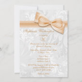 Geburtstagsparty Damask und Imitats Bow Einladung (Rückseite)