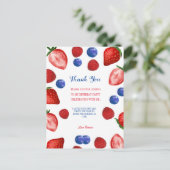 Geburtstagsparty danke dir Drehbuch, Erdbeerthemen Postkarte (Stehend Vorderseite)