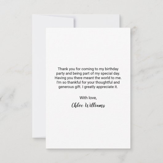 Geburtstagsparty Danke Karte (Rückseite)