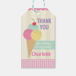Geburtstagsparty Danke Tags Ice-Cream Pink Geschenkanhänger