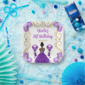 Geburtstagsparty Dark Skin Princess Lila Pappteller (Party)