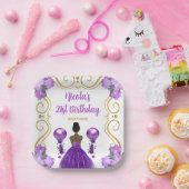 Geburtstagsparty Dark Skin Princess Lila Pappteller (Party)