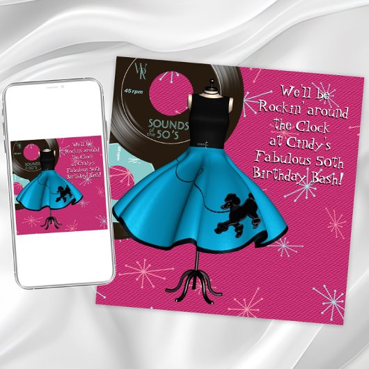 Geburtstagsparty der 1950er Jahre Einladung