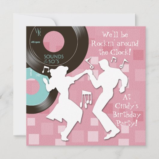 Geburtstagsparty der 1950er Jahre Einladung (Vorderseite)