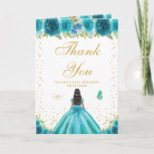 Geburtstagsparty der aquamarinen Blütenhaut Dankeskarte (Vorderseite)