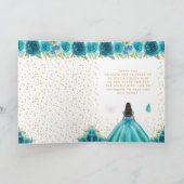 Geburtstagsparty der aquamarinen Blütenhaut Dankeskarte (Innenseite)