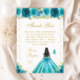 Geburtstagsparty der aquamarinen Blütenhautprinzes Dankeskarte