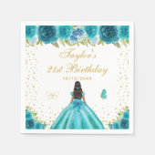 Geburtstagsparty der aquamarinen Blütenhautprinzes Serviette (Vorderseite)