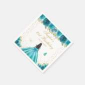 Geburtstagsparty der aquamarinen Blütenhautprinzes Serviette (Ecke)