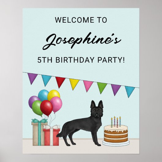 Geburtstagsparty der Black German Shepherd willkom Poster (Vorne)
