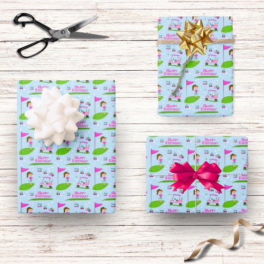 Geburtstagsparty der coolen Girl's Golden Themed Geschenkpapier Set