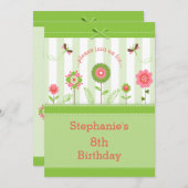 Geburtstagsparty der Feminine Flower Garden Einladung (Vorne/Hinten)
