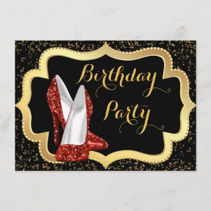 Geburtstagsparty der Frauen mit rotem High Heel Einladung