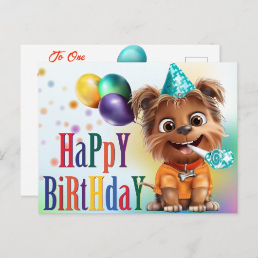 Geburtstagsparty der Hunde Postkarte (Vorne/Hinten)