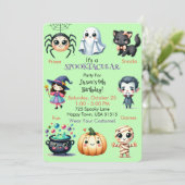 Geburtstagsparty der Kinder Halloween Einladung (Stehend Vorderseite)