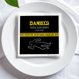 Geburtstagsparty der Kriminalszene mit gelbem Poli Serviette