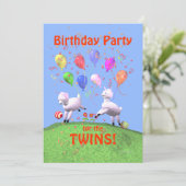 Geburtstagsparty der Lamben für Zwillinge Einladung (Stehend Vorderseite)