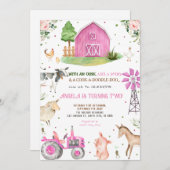 Geburtstagsparty der Landtiere Einladung (Vorne/Hinten)