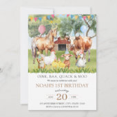 Geburtstagsparty der Landtiere Einladung (Vorderseite)