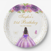 Geburtstagsparty der lila Blütenhautprinzessin Pappteller (Vorderseite)