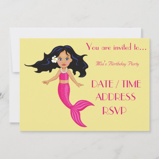 Geburtstagsparty der Meerjungfrau Einladung (Vorderseite)