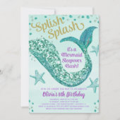 Geburtstagsparty der Meerjungfrau Einladung (Vorderseite)