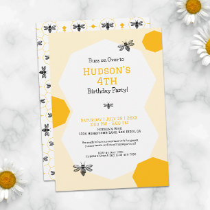 Geburtstagsparty der niedlich-Gelben Honigwabe Einladung