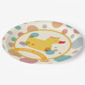 Geburtstagsparty der niedlichen Gelben Ente Pappteller (Schrägansicht)