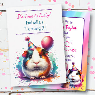 Geburtstagsparty der niedlichen Guinea Pig Themed Einladung