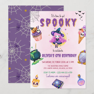 Geburtstagsparty der niedlichen Hexe Halloween-Gir Einladung