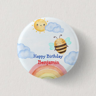 Geburtstagsparty der niedlichen Honigbiene Button