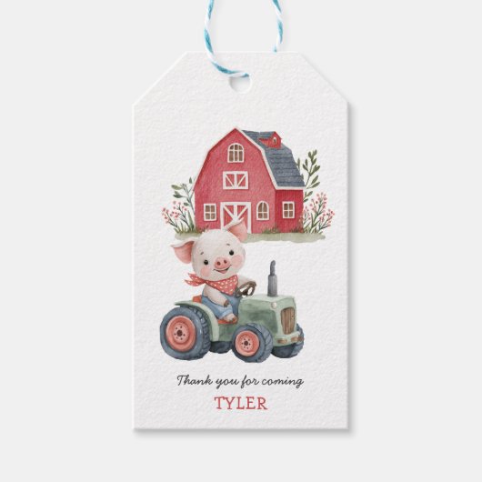 Geburtstagsparty der niedlichen Landtiere Geschenkanhänger (Vorderseite)